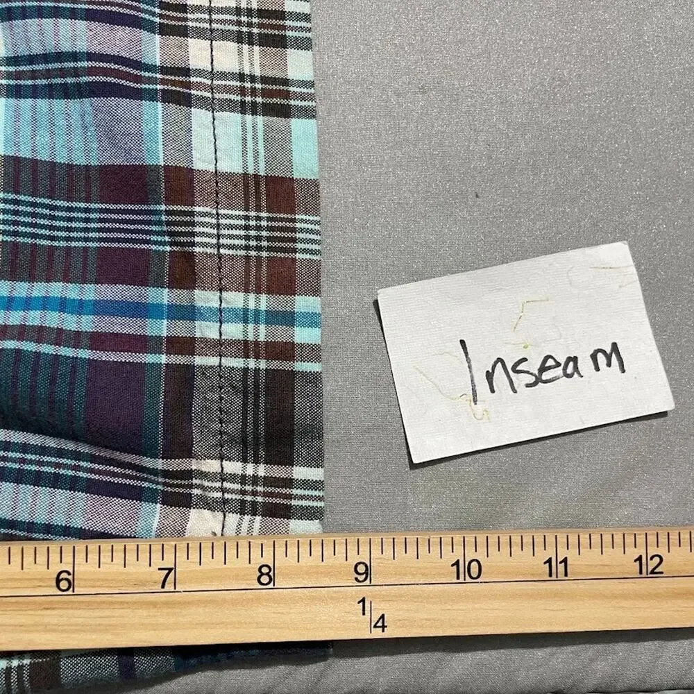JMS Just My Size Women Plus 22W Teal Blue Plaid Shorts Y2K Preppy Casual Country